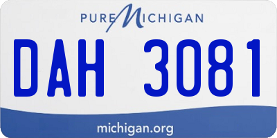 MI license plate DAH3081