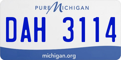 MI license plate DAH3114