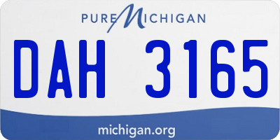 MI license plate DAH3165