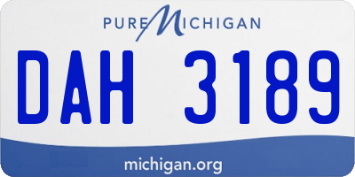 MI license plate DAH3189