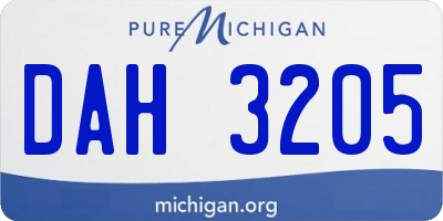 MI license plate DAH3205