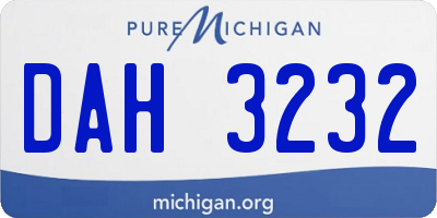 MI license plate DAH3232