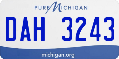 MI license plate DAH3243