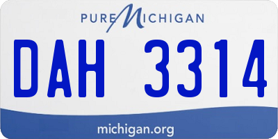 MI license plate DAH3314