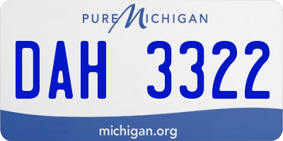 MI license plate DAH3322