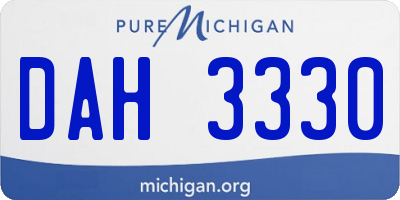 MI license plate DAH3330