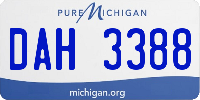 MI license plate DAH3388