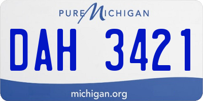 MI license plate DAH3421
