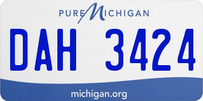 MI license plate DAH3424