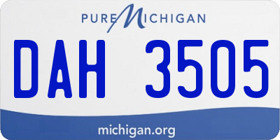 MI license plate DAH3505