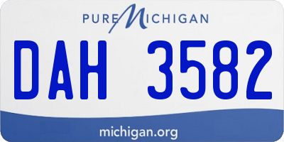 MI license plate DAH3582
