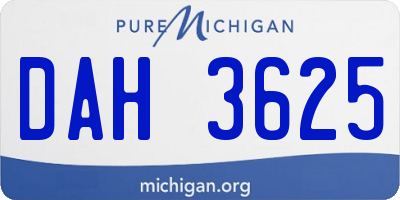 MI license plate DAH3625