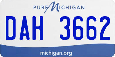 MI license plate DAH3662