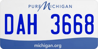 MI license plate DAH3668