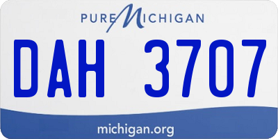 MI license plate DAH3707