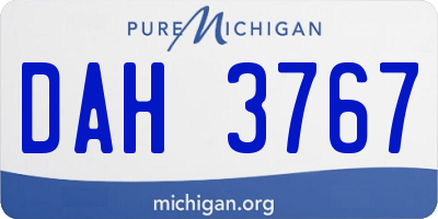 MI license plate DAH3767