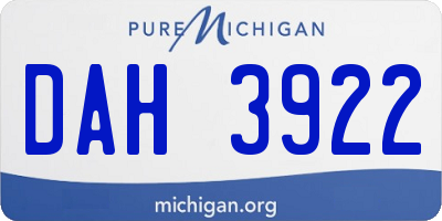 MI license plate DAH3922