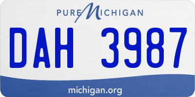MI license plate DAH3987
