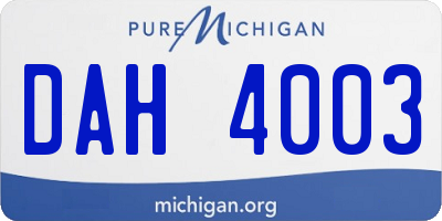 MI license plate DAH4003