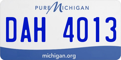 MI license plate DAH4013