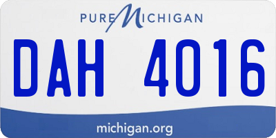 MI license plate DAH4016