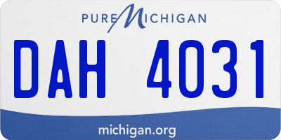 MI license plate DAH4031