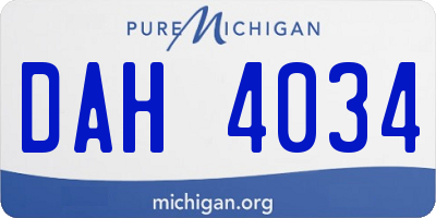 MI license plate DAH4034