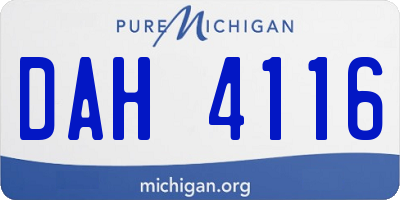 MI license plate DAH4116