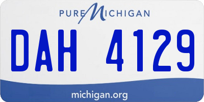 MI license plate DAH4129