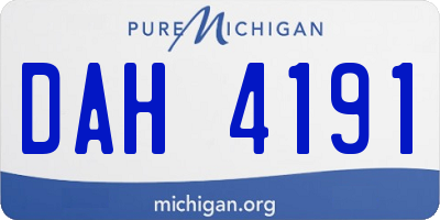 MI license plate DAH4191