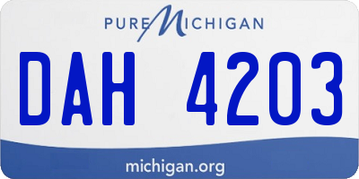 MI license plate DAH4203