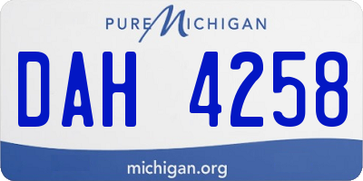 MI license plate DAH4258