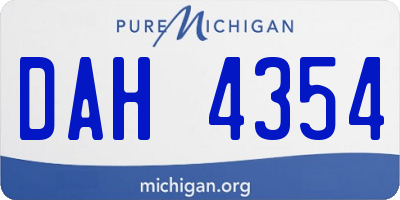 MI license plate DAH4354