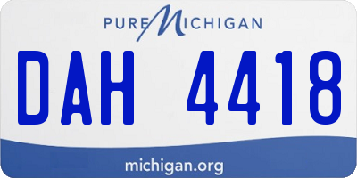 MI license plate DAH4418