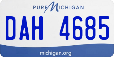 MI license plate DAH4685