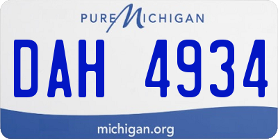 MI license plate DAH4934