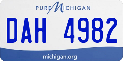 MI license plate DAH4982