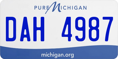 MI license plate DAH4987