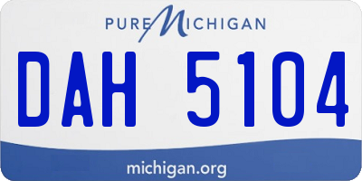 MI license plate DAH5104