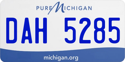 MI license plate DAH5285
