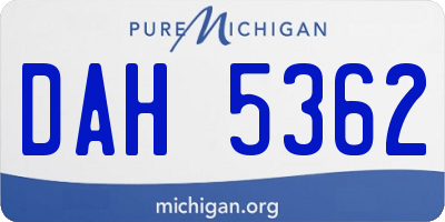 MI license plate DAH5362