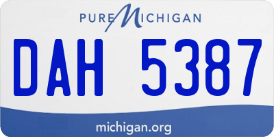 MI license plate DAH5387