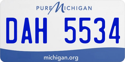 MI license plate DAH5534