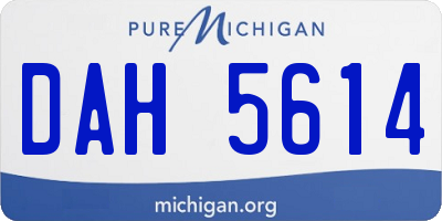 MI license plate DAH5614