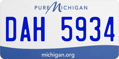 MI license plate DAH5934