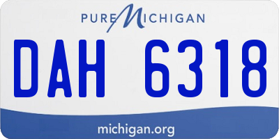 MI license plate DAH6318