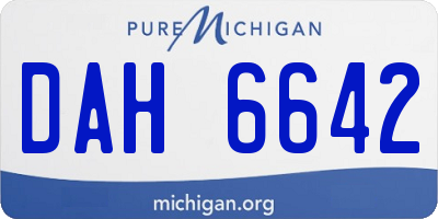 MI license plate DAH6642