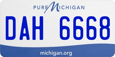 MI license plate DAH6668