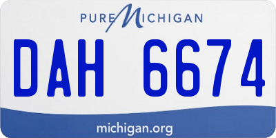 MI license plate DAH6674