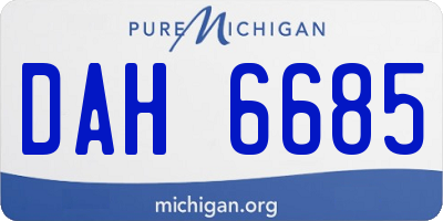 MI license plate DAH6685
